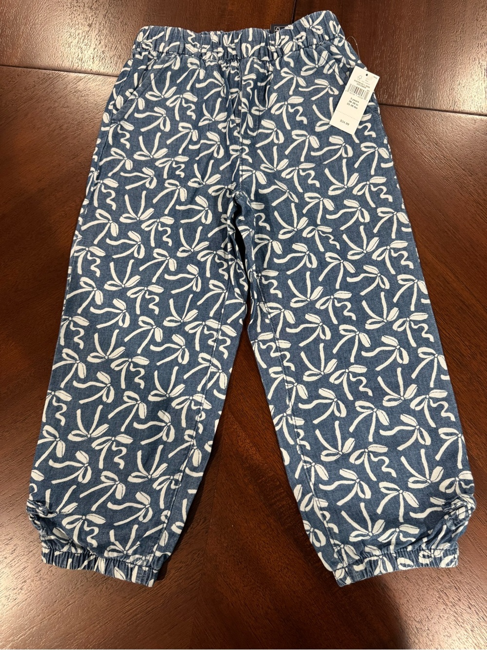GAP Blue Jogger Pants with White Floral Print